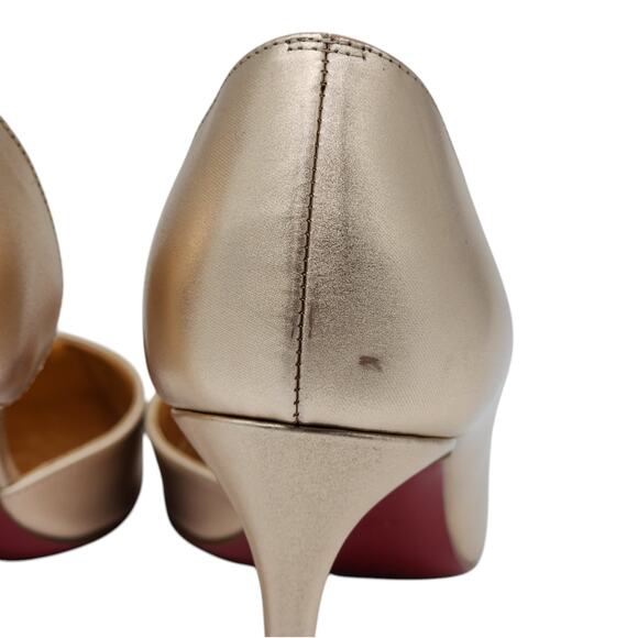 Christian Louboutin Iriza Pumps 85 - Calf Leather - Gold - 37.5 7 US $845 - Picture 6 of 13